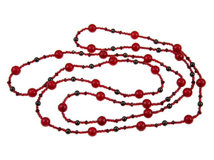 Бусы redrobe "Морозная ягода", коралл, гранат, стекло, 124 см