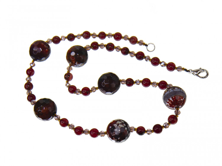 Бусы redrobe «Птица Феникс», агат, стекло, 47 см