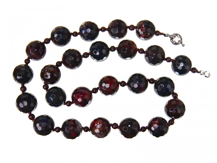 Бусы redrobe «Совоокая Афина», агат, гранат, стекло, 56 см