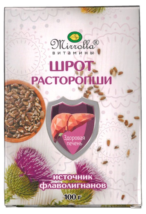 Шрот расторопши для печени 100 гр, тм Миролла